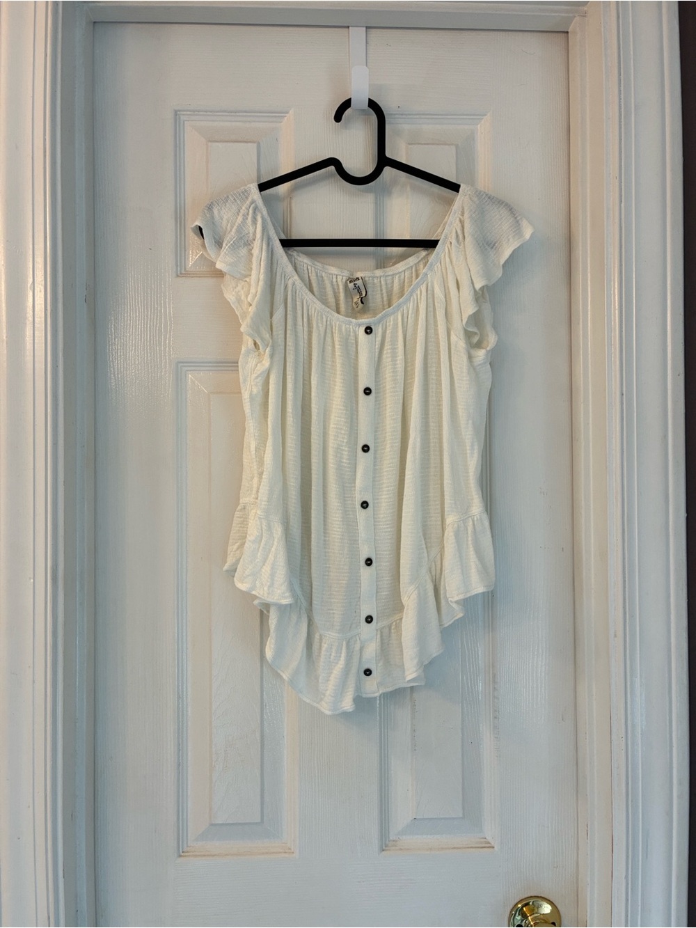 American Rag Cream Ruffle-Trim Button Front Blouse